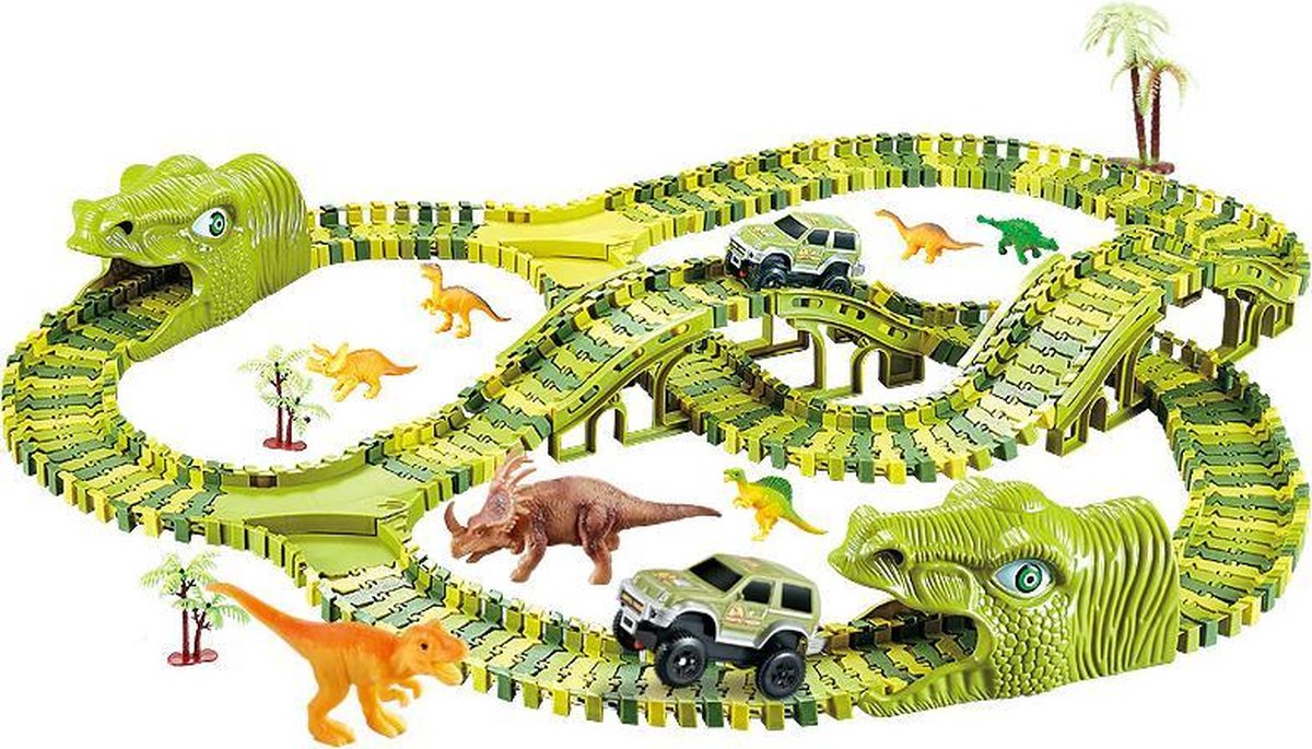 Allerion Dino Race Track – 228 pièces – Dinosaures et Voitures – Avec de  nombreux