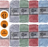 Lammy yarns Rio katoen garen pakket - zachte vintage kleuren - 10 bollen