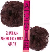 2x hairbun donker rood/bruin  SPAREN haarstuk crunchie hair extensions 45gram knotje