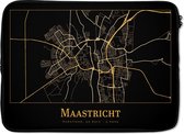 Laptophoes 13 inch - Kaart - Maastricht - Goud - Zwart - Laptop sleeve - Binnenmaat 32x22,5 cm - Zwarte achterkant