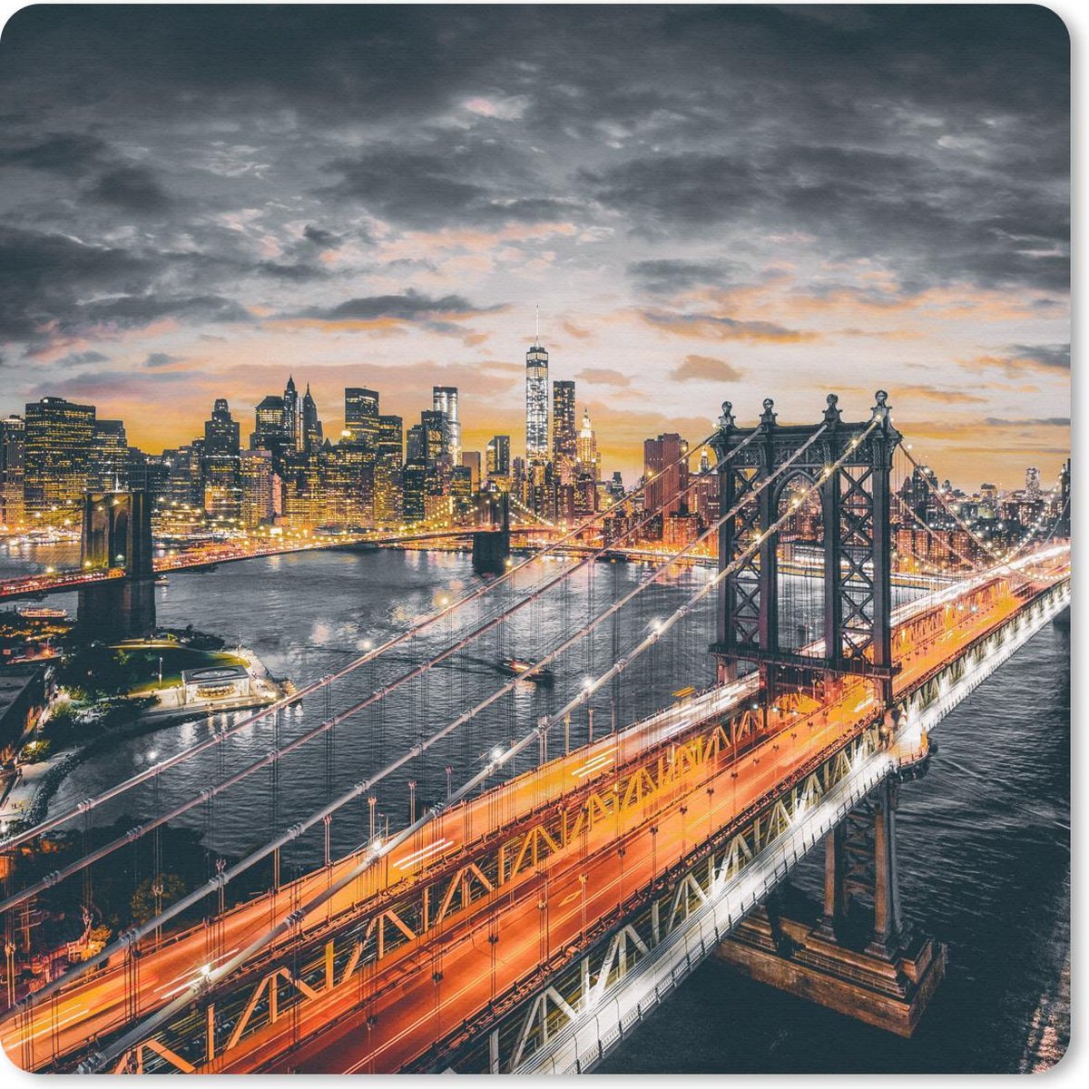 Muismat 30x30 cm - Mousepad New York - Oranje - Brug - Muismatten