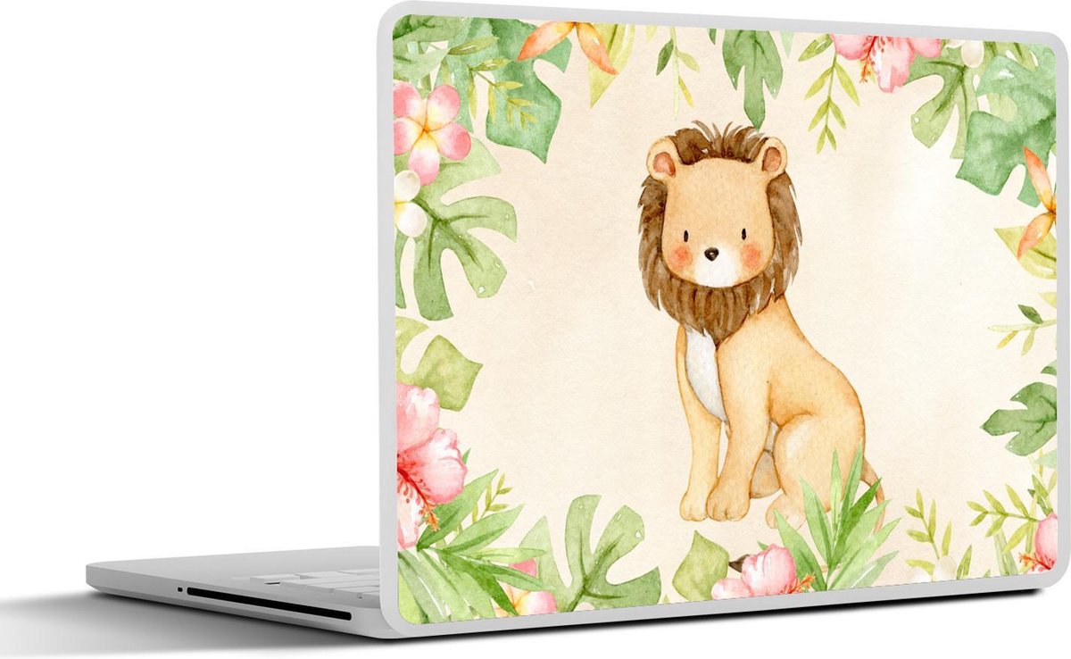 Laptop sticker - 10.1 inch - Leeuw - Jungle - Aquarelverf - 25x18cm - Laptopstickers - Laptop skin - Cover