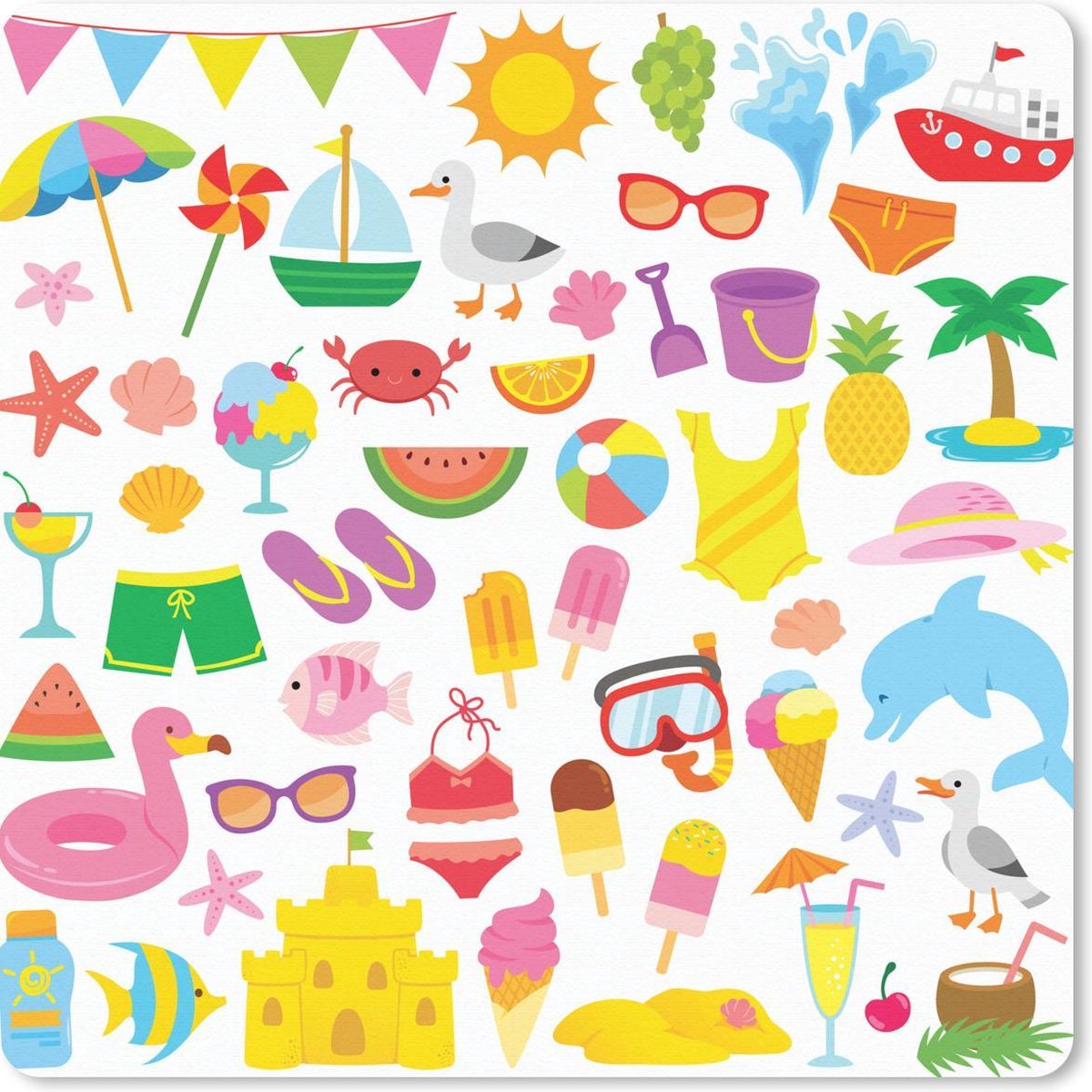 Muismat 20x20 cm - Mousepad Zomer - Fruit - Kinderen - Muismatten