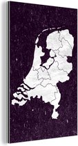 Décoration murale Métal - Peinture Aluminium Industrielle - Kaart Europa - Nederland - Wit - 100x150 cm - Dibond - Photo sur aluminium - Décoration murale industrielle - Pour le salon / chambre