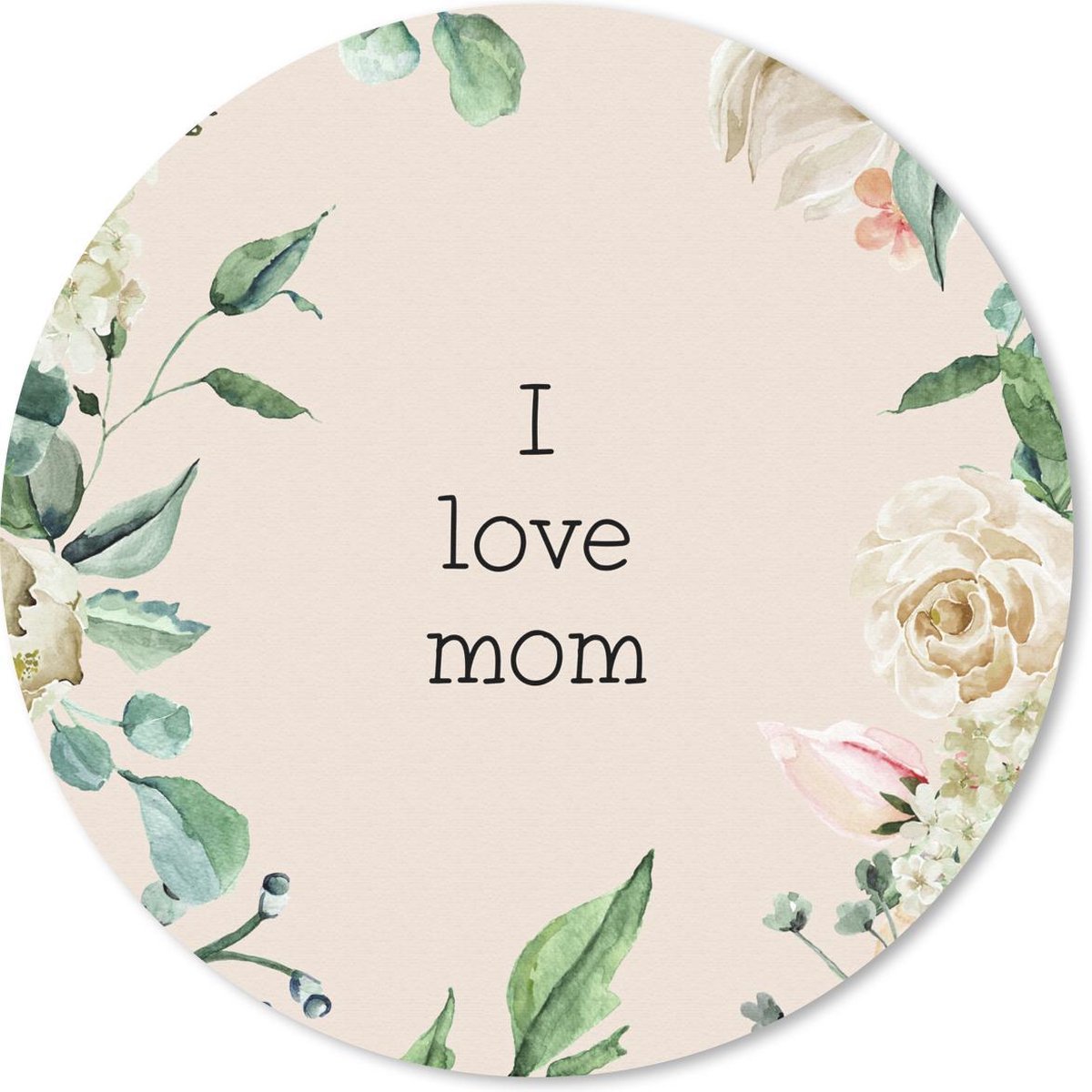 Muismat rond 30x30 cm - Mousepad I love mom - Moeder - Spreuken - Quotes - Ronde muismatten
