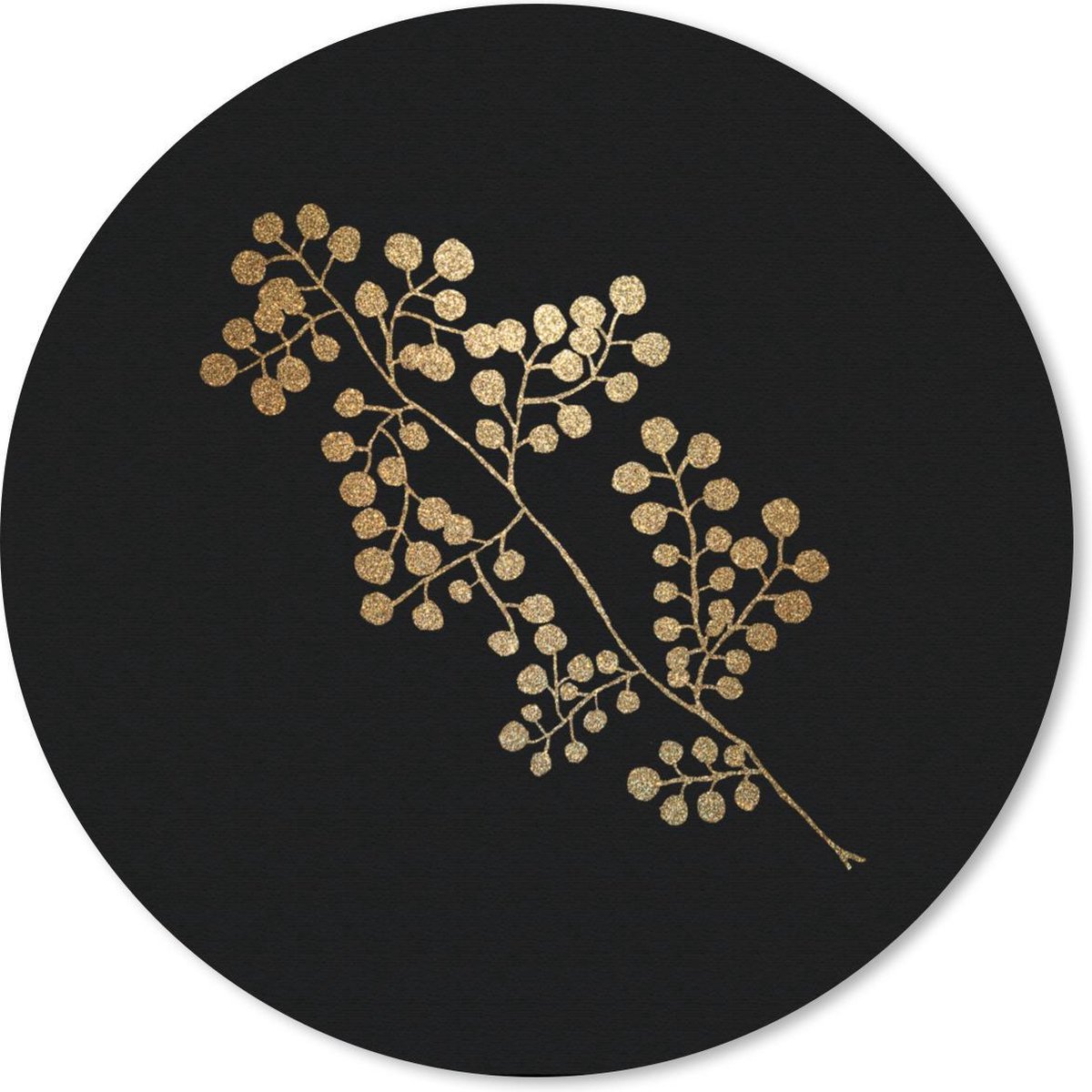 Muismat rond 20x20 cm - Mousepad Goud - Tak - Blad - Ronde muismatten