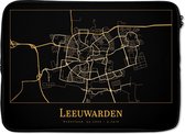 Laptophoes 13 inch - Kaart - Leeuwarden - Goud - Zwart - Laptop sleeve - Binnenmaat 32x22,5 cm - Zwarte achterkant