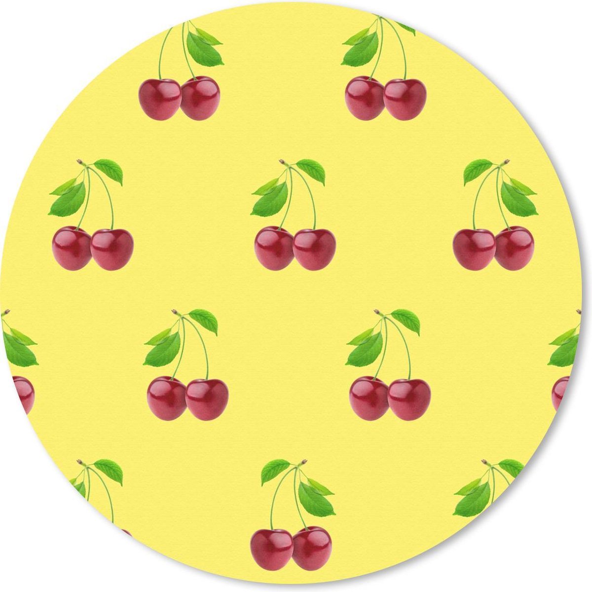 Muismat rond 30x30 cm - Mousepad Kersen - Illustratie - Rood - Ronde muismatten