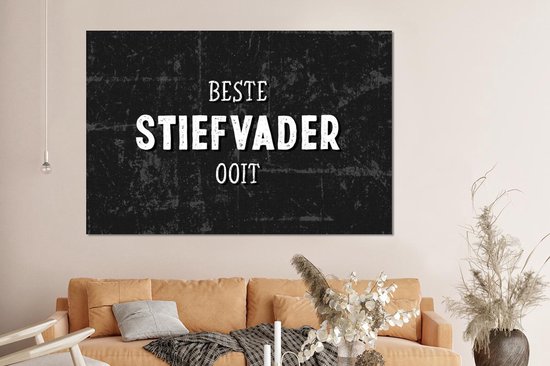 Décoration murale Métal - Peinture Aluminium Industriel - Cadeau Vaderdag - Beau-père - Citation - Meilleur beau-père de tous les temps - Dictons - 150x100 cm - Dibond - Photo sur aluminium - Décoration murale industrielle - Pour le salon/chambre