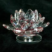 Fleur de lotus en cristal sur platine de luxe couleurs rouges de qualité supérieure 14x7x14cm fait à la main Véritable artisanat.