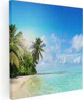 Artaza Canvas Schilderij Tropisch Strand Bij De Licht Blauwe Zee - 80x80 - Groot - Foto Op Canvas - Canvas Print