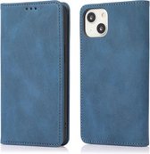 Sterke magnetische Crazy Horse-textuur Horizontale flip-lederen hoes met houder en kaartsleuven en portemonnee voor iPhone 13 (blauw)