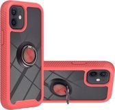 Starry Sky Solid Color Series Schokbestendige pc + TPU-beschermhoes met ringhouder en magnetische functie voor iPhone 12 mini (rood)