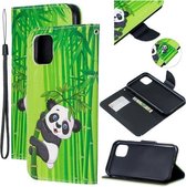 Gekleurd Tekenpatroon Cross Textuur Horizontale Flip PU Lederen Case met Houder & Kaartsleuven & Portemonnee Voor iPhone 11 Pro Max (Panda Bamboo)