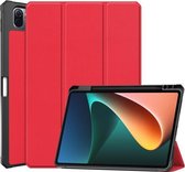 Voor Geschikt voor Xiaomi Pad 5 Custer Patroon Pure Kleur TPU Smart Tablet Holster met Slaapfunctie & 3-voudige Houder & Pen Slot (Rood)