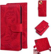 Tiger Embossing Pattern Horizontal Flip Leather Case met Houder & Kaartsleuven & Portemonnee Voor iPhone 13 mini (Rood)