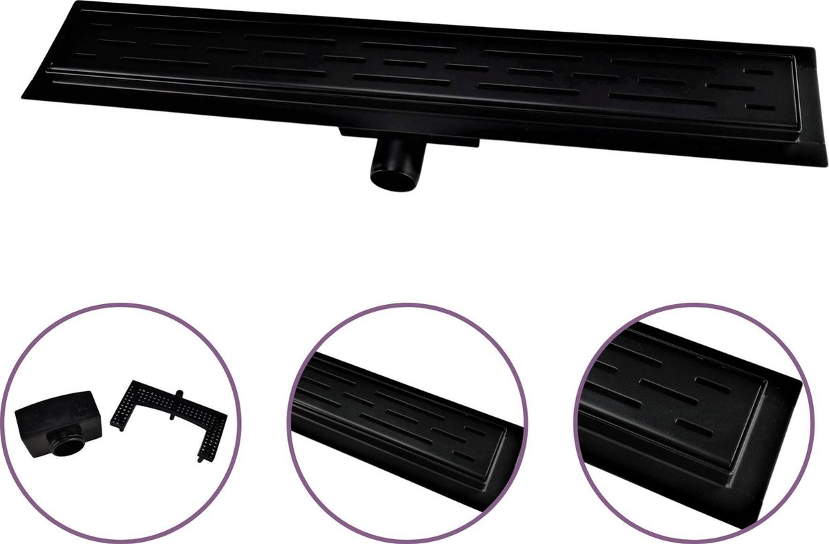 CityLine Nero douchegoot - RVS - 100cm - Zijuitloop - Mat zwart
