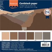 Vaessen Creative Florence Cardstock, Stevig Kaartpapier 216g - Bruin, 24 Stuks. 30,5 x 30,5 cm