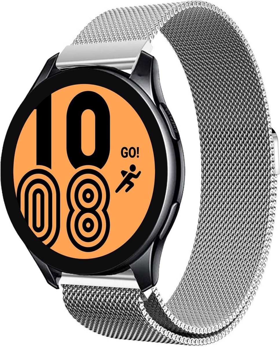 Bandje geschikt voor Samsung Watch 4 44 mm - Zilver Milanese Band