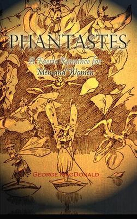 Couverture du livre 'Phantastes' par George MacDonald, avec une illustration esquissée de figures ressemblant à des elfes.