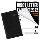 Brepols Bureau Agenda 2022 - Saturnus - 1d/1p - Zwart + MGPcards - Grootletter kalender 2022 - Week begint op Zondag