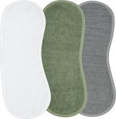 Meyco Baby Uni spuugdoek - 3-pack - badstof - white/forest green/grey - 53x20cm