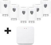 Evanell° Slimme Thermostaat Starterskit Incl. 5 extra Radiatorknoppen - Thermostaatknop Werkt met Google Home en Alexa
