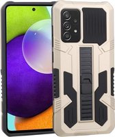 Voor Samsung Galaxy A52 5G / 4G Vanguard Warrior All Inclusive dubbele kleur schokbestendig TPU + pc-beschermhoes met houder (goud)