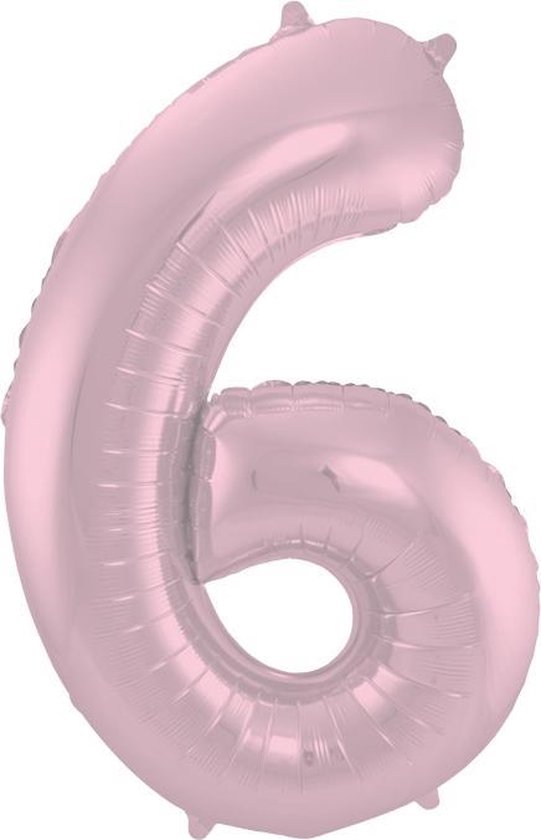 Folie ballon cijfer 6 Mat Pastel Pink | 86cm