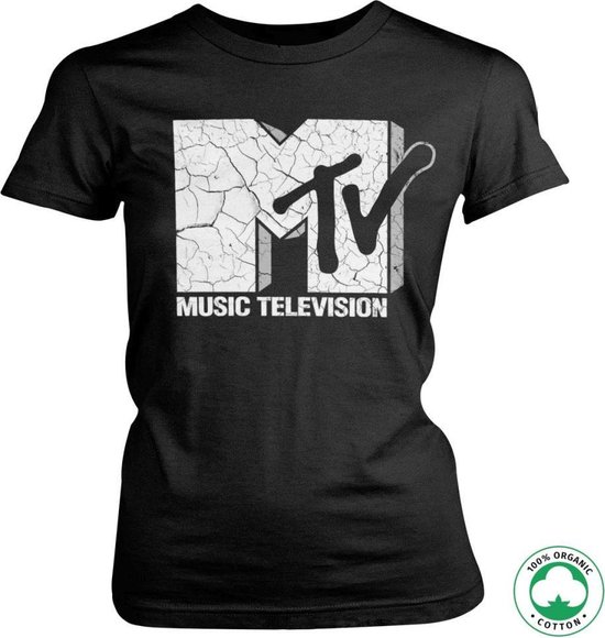 MTV Dames Tshirt -2XL- Cracked Logo Organic Zwart