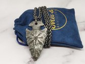 Mei's | Viking with Arrow ketting | ketting heren / viking sieraad / sieraad heren | Stainless Steel / 316L Roestvrijstaal / Chirurgisch Staal | Helm of Awe / zwart / 70 cm