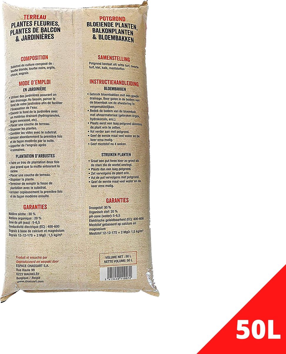 Chaux Magnésienne La Plaine Chassart 20kg - Amendement Sol Acide Pour Gazon Et Potager