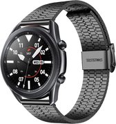 Stalen Smartwatch bandje - Geschikt voor  Samsung Galaxy Watch 3 45mm roestvrij stalen band - zwart - Strap-it Horlogeband / Polsband / Armband