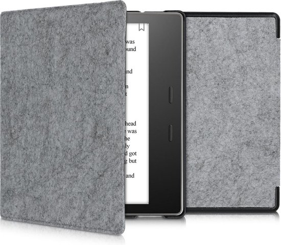 kwmobile hoes geschikt voor Amazon Kindle Oasis 10. Generation - E-reader beschermhoes in lichtgrijs - Vilt design
