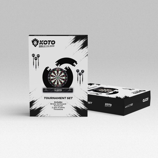 KOTO Tournament Set - KOTO Dartbord met Surround, Throwline en 2 sets KOTO Dartpijlen - Complete dartset - KOTO