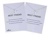 Bixorp Luck - Leuke Vriendschapsketting met Hond en kaart  - Set van 2 Stuks - Metaal
