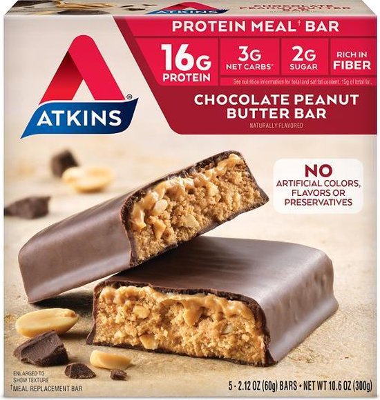 Atkins Protein Bar Chocolate Peanut Butter Bar 5 x 60 gram Snel