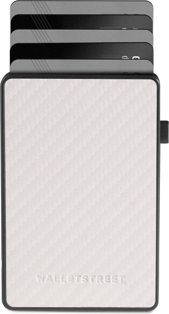 Luxe Walletstreet Carbon Aluminium Pasjeshouder CRB Type - Walletstreet Aluminium Creditcardhouder Card Protector Anti-Skim/ RFID Card Protector 7 Pasjes – Wit