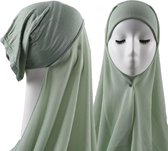 Licht groen Hoofddoek, mooie hijab nieuwe stijl (onderkapje en hijab).