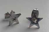 Ster oorbellen zilverkleurig, stainless steel. Inclusief leuke giftcard.