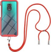 Voor Xiaomi Redmi Note 9S / Redmi Note 9 Pro / Redmi Note 9 Pro Max Sterrenhemel Effen Kleur Serie Schokbestendig PC + TPU Beschermhoes met Nekband (Rood)