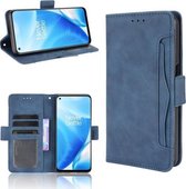 Voor OnePlus Nord N200 5G Huid Voelen Kalf Patroon Horizontale Flip Lederen Case met Houder & Kaartsleuven & Fotolijst (Blauw)