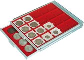 Lindner Hartberger Muntenbox - 20 vaks geschikt voor Hartberger Munthouders - muntenladen - muntlade - rood - bordeaux - velours