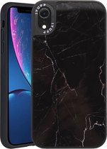 IYUPP Marmerprint telefoonhoesje geschikt voor iPhone XR Hoesje Marmer Zwart