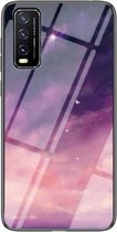 Voor vivo Y20 Sterrenhemel Geschilderd Gehard Glas TPU Schokbestendige Beschermhoes (Dream Sky)