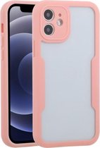 Acryl + TPU 360 graden volledige dekking Schokbestendige beschermhoes voor iPhone 12 mini (roze)