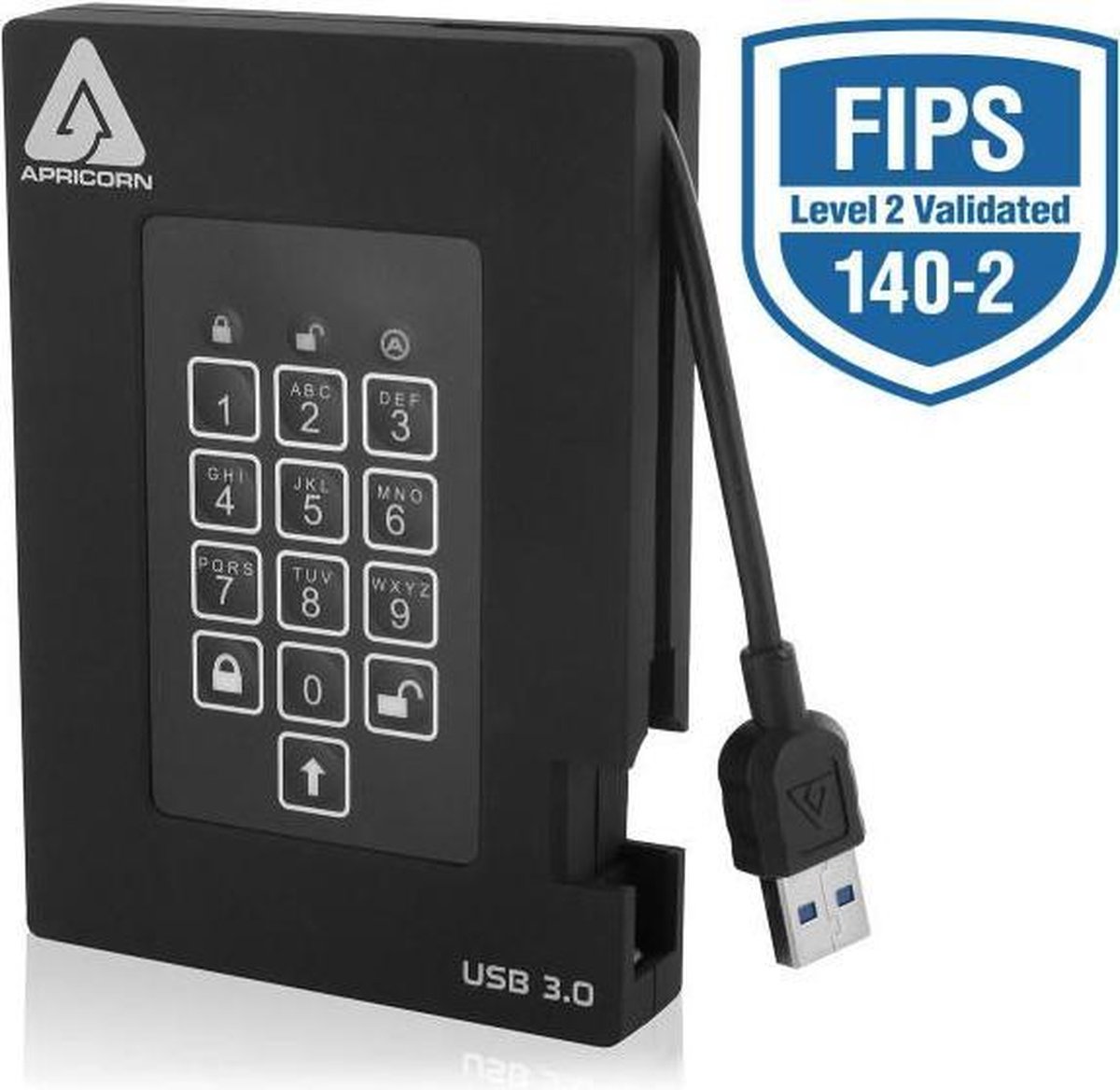 Apricorn Padlock Fortress - FIPS validated, 1TB USB 3.0