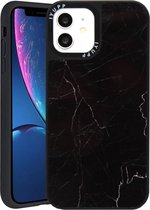 IYUPP Marmerprint telefoonhoesje geschikt voor iPhone 12 / 12 Pro Hoesje Marmer Zwart