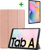 Tablet hoes geschikt voor Samsung Galaxy Tab A7 - Tri-fold Book Case en Tempered Glass Cover - 10.4 inch - RosÃ© Goud