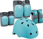 7-delige set beschermende uitrusting voor jongens en meisjes, fietshelm, veiligheidspads voor knieën, elleboogbeschermers en polsbescherming voor scooter, skateboard en fiets (Grij